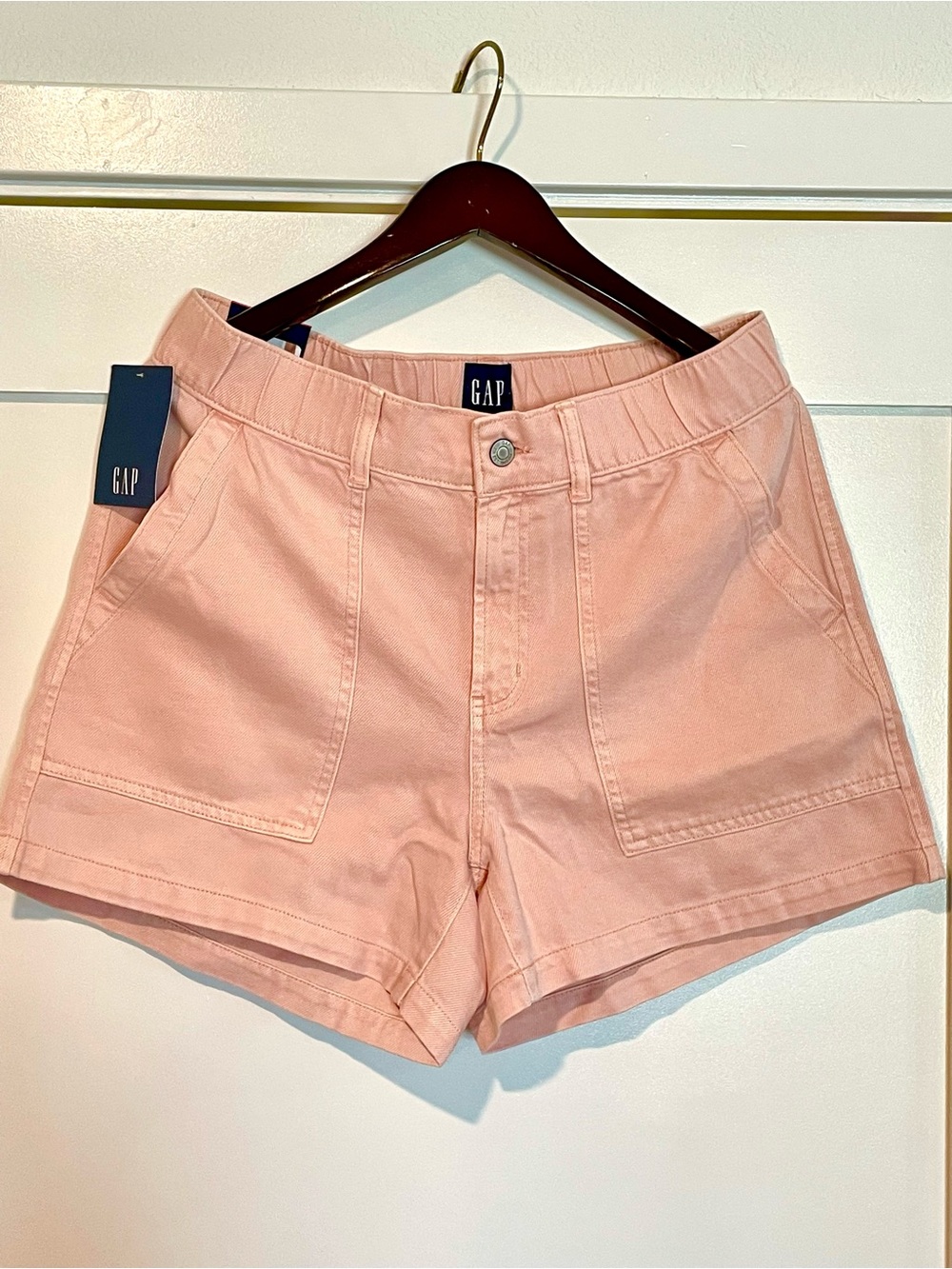 GAP Women's Light Pink High Waist Utility Shorts - Picture 4 of 5